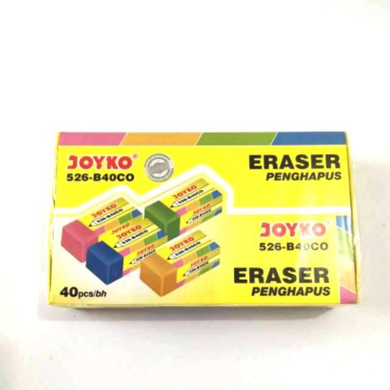 

Penghapus Joyko B40CO /Stip Kecil/Penghapus Kecil 4 Warna 1 pak Isi (40pcs)