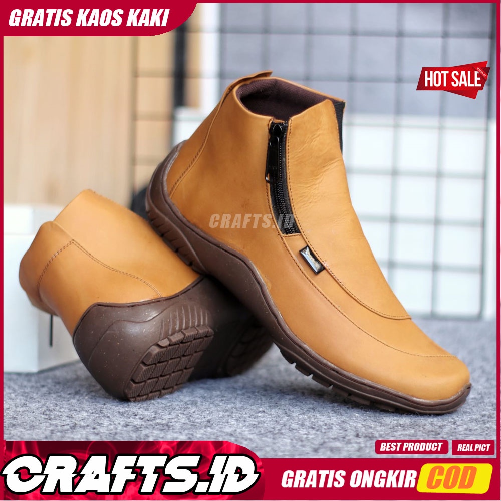 CRAFTS X CORA Sepatu Casual Formal Kulit Asli Kasual Pantofel Kerja Kantor Pria Cowok