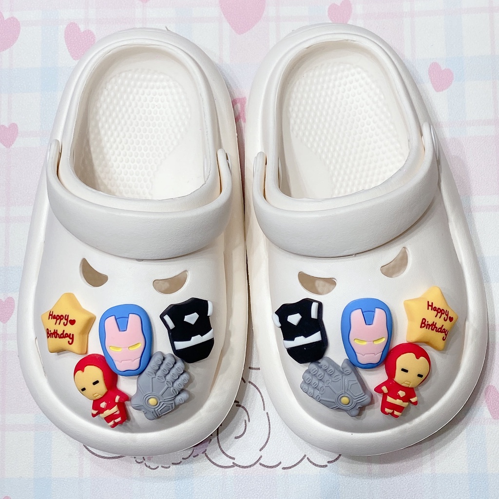 Aksesoris Kancing Sepatu Desain Kartun Iron Man Crocs Jibitz Untuk Anak Laki-Laki Dan Perempuan