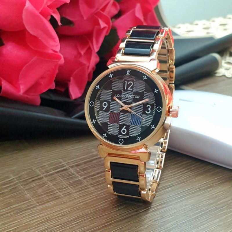 COD,, JAM TANGAN PRIA WANITA LV Rantai kombi MIKA 40mm