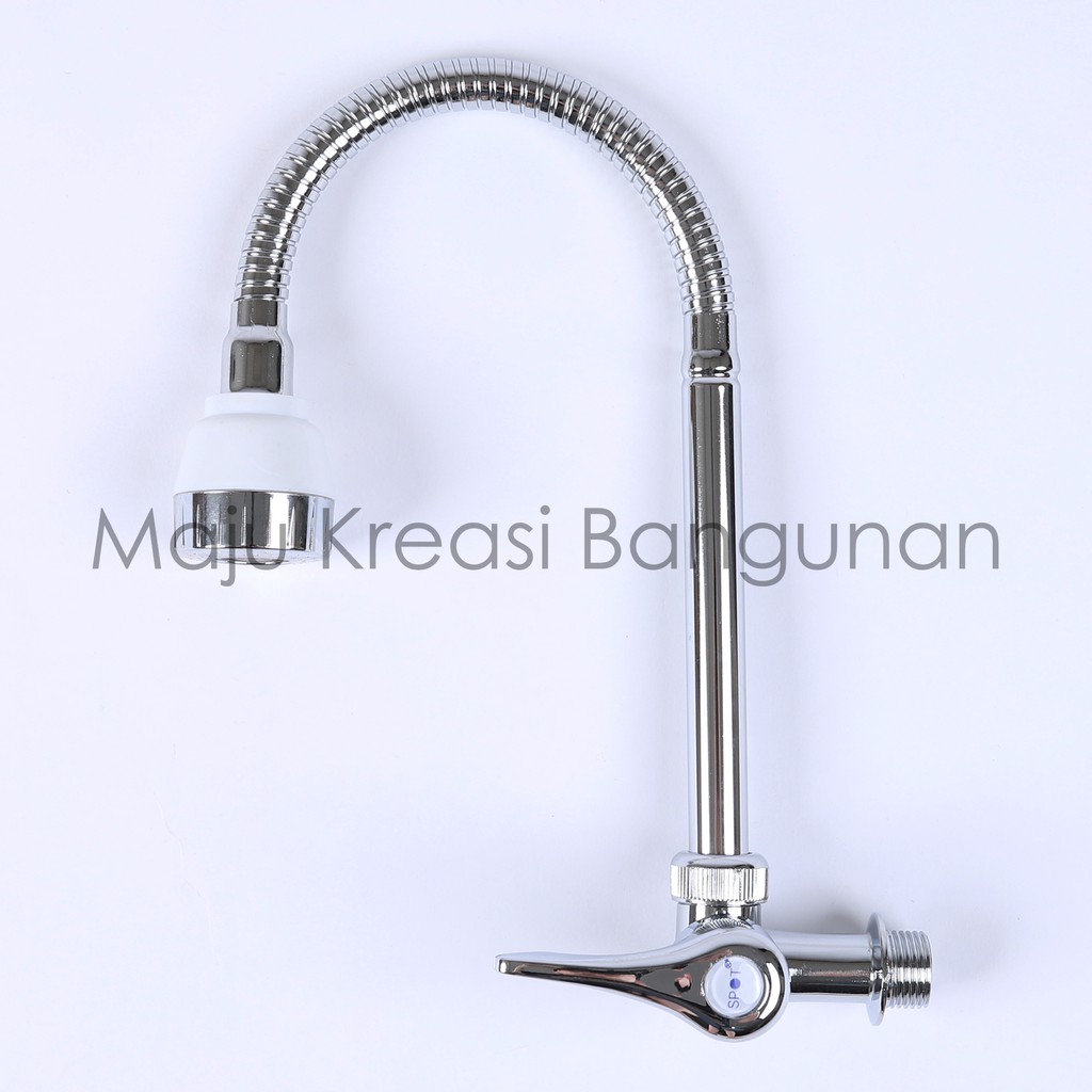 Kran Angsa Fleksibel Kepala Putih Keran Sink Dapur Stainless Stenless