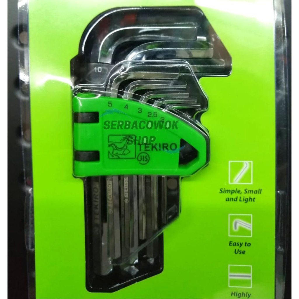 Tekiro Kunci L set Pendek Hex Key Short 2 - 10 mm Tekiro Termurah Berkualitas