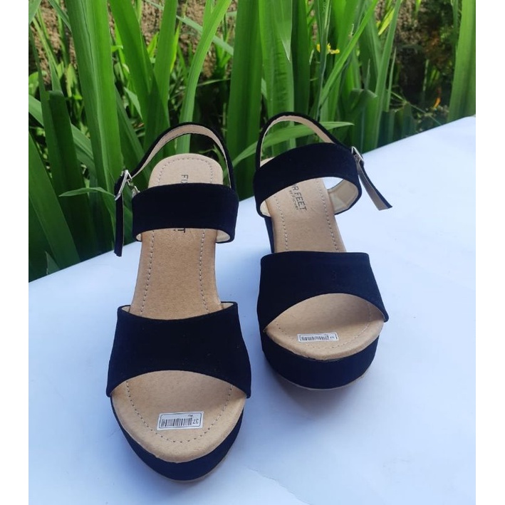 fahrie shoes sendal wedges wanita tali kokop ban dua terbaru dan terlaris/wedges 7 cm fh-06