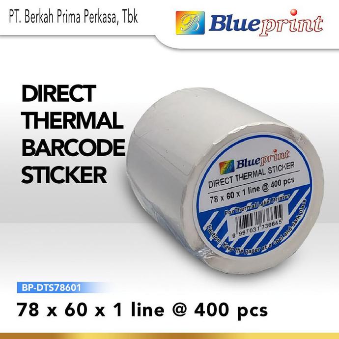 

Jualan Termurah Direct Thermal Sticker / Labelblueprint 78X60X1Line Isi 400 Berkualitas