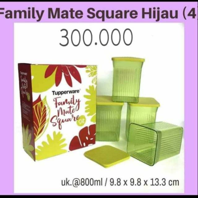 Family mate square hijau isi 4