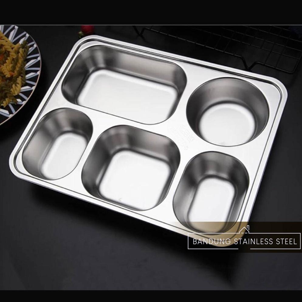Food Tray Tempat makanan / piring stainless dengan tutup Stainless Plato