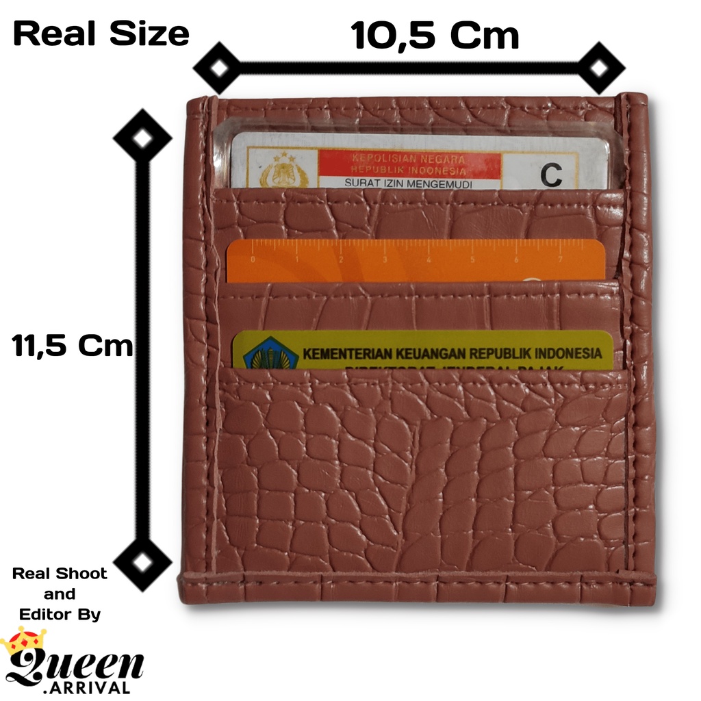 Card Wallet Dompet Kartu Pria Wanita 3 Slot Croco Black And Peach Simple Elegan Murah Terbaru Dompet Slot Kartu / Card Wallet 3 Slot