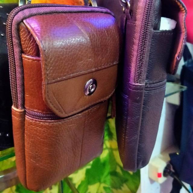 Tas Slempang Pria Mini Asli kulit Import