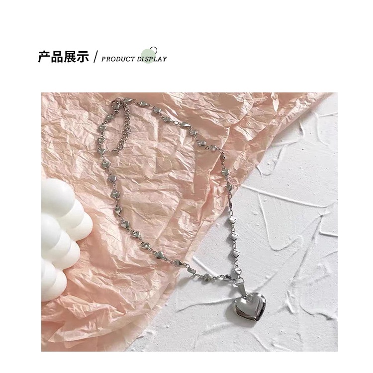 Gaya Korea berbentuk hati multi bagian rantai kalung wanita sederhana elegan manis kalung Super fair