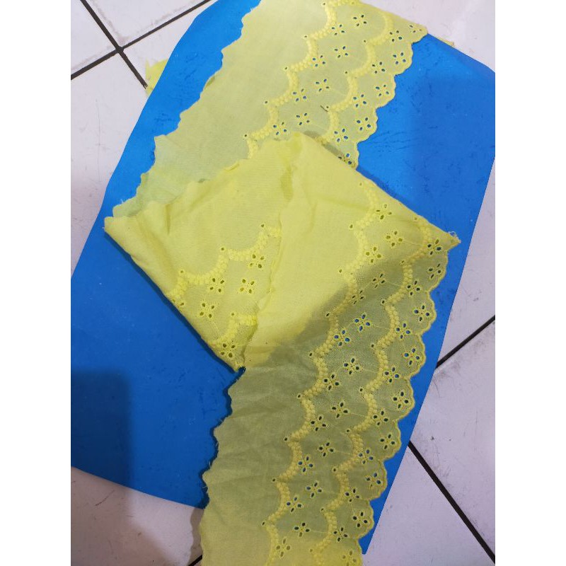 RENDA KATUN JEPANG WARNA KUNING LEBAR 10 CM HARGA Rp 6.000/METER