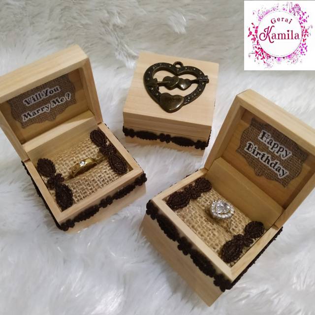 Kotak cincin  bahan kayu natural kado unik hadiah lamaran  