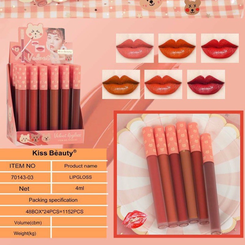 [Per Batang] Lipcream Kiss Beauty Look at My Matte Bear Panjang 70143-03