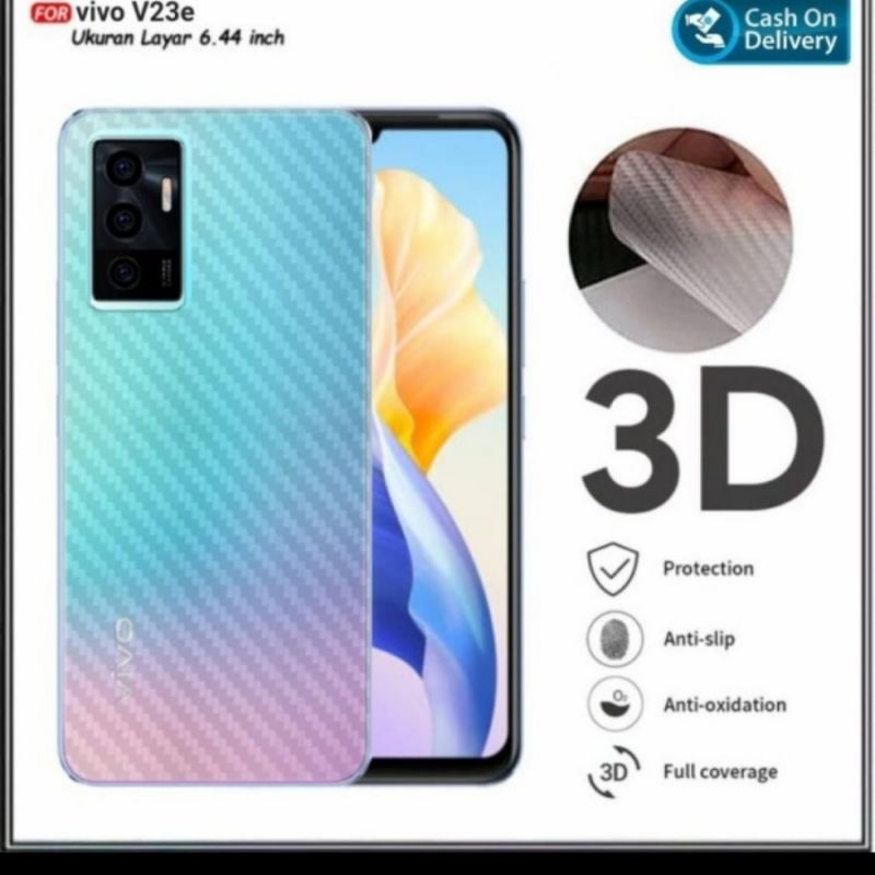 Vivo V23E V23 5G V20 V20SE V21 Anti Gores Skin Karbon Belakang Garskin Screen Guard Protector Plastik Karbon Transparan Anti Jamur V20 Se