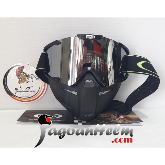 GOGGLE MASK INKO HELM RETRO | SILVER - BLACK | GOOGLE MASKER ORIGINAL
