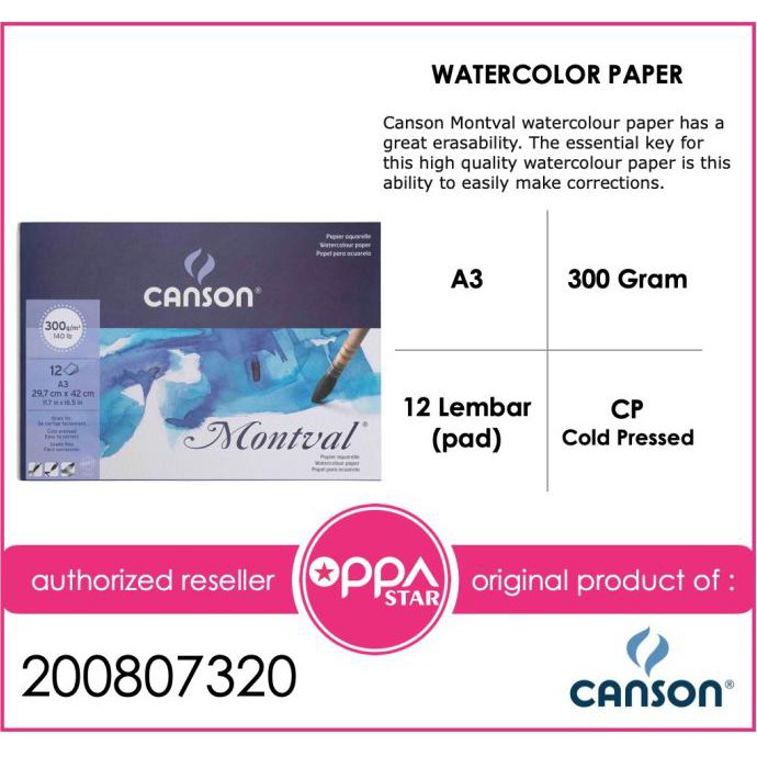 

Aman Canson Montval Aquarelle A3 300G 29,7X42 - Kertas Gambar Watercolor Promo