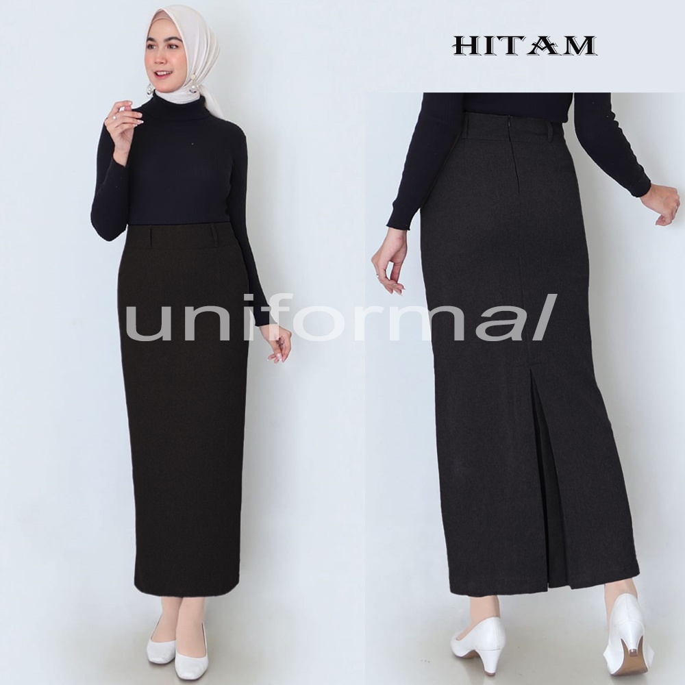 Rok Span Panjang REMPEL BELAKANG Ukuran S - 4L JUMBO Bahan Gabardine Hitam Abu Mocca Coklat Tua Maxi Skirt Polos / Kerja / Kantor / Kantoran / Formal / The Executive / Crocus / MyYoora / Allia / Rokgaliya / Nexxa / Termurah / Murah / Terlaris / Muslimah