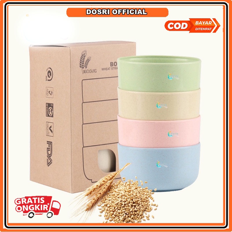 [ BISA COD ] Mangkuk Kecil/Mangkok Wheat Straw/Mangkuk Makan Bowl Set 4pcs warna warni