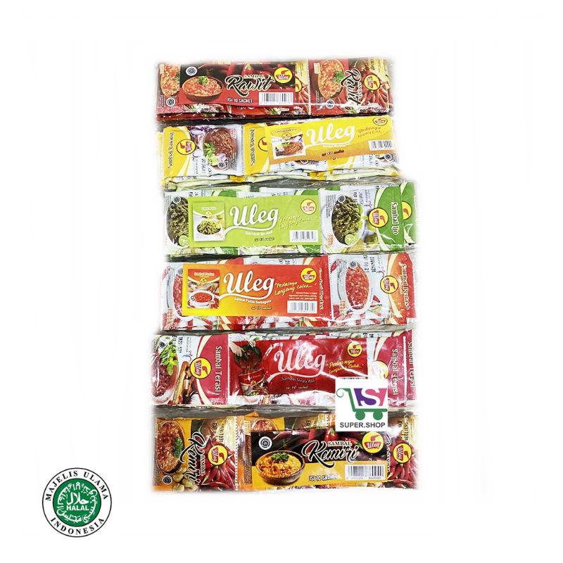 

ULEG Sambal Bawang / Ijo / Kemiri / Pedas / Rawit / Terasi Isi 10 Pcs