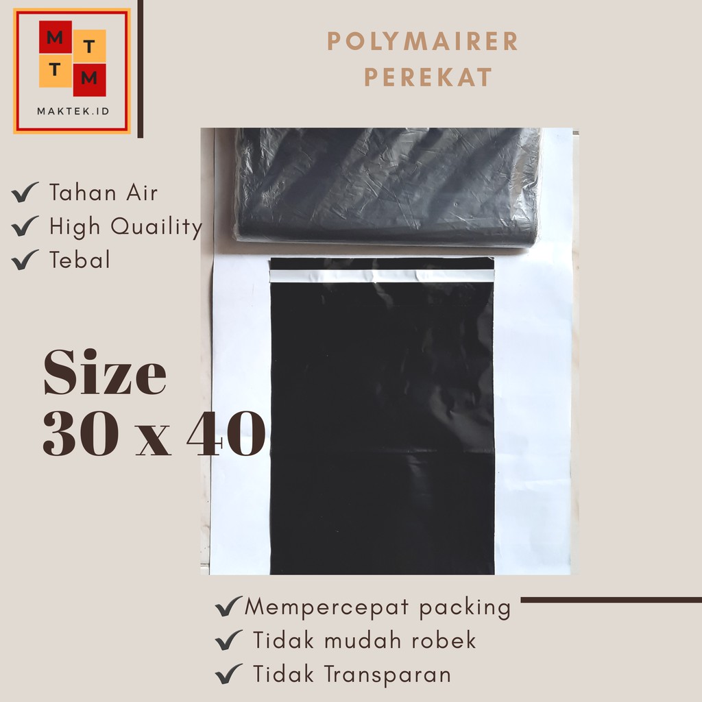 

(BISA COD) Plastik Packing Polymailer Hitam 30 x 40 cm Perekat