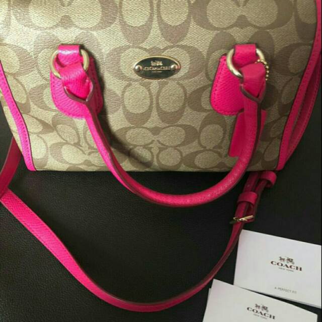 Authentic Preloved Coach Speedy Mini Fuschia, Tas Wanita