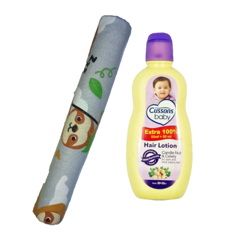 BUNDLING DEAL BEDONG BAYI FLANEL MOTIF LUCU DAN CUSSONS HAIR LOTION 50+50ML PAKET