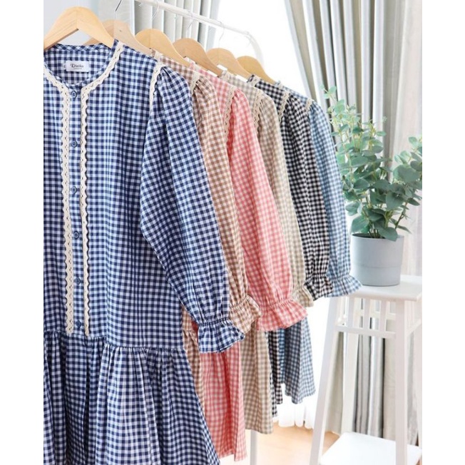 DISIKO EXCLUSIVE TERBARU MAIMA BLOUSE GINGHAM ATASAN KEMEJA WANITA