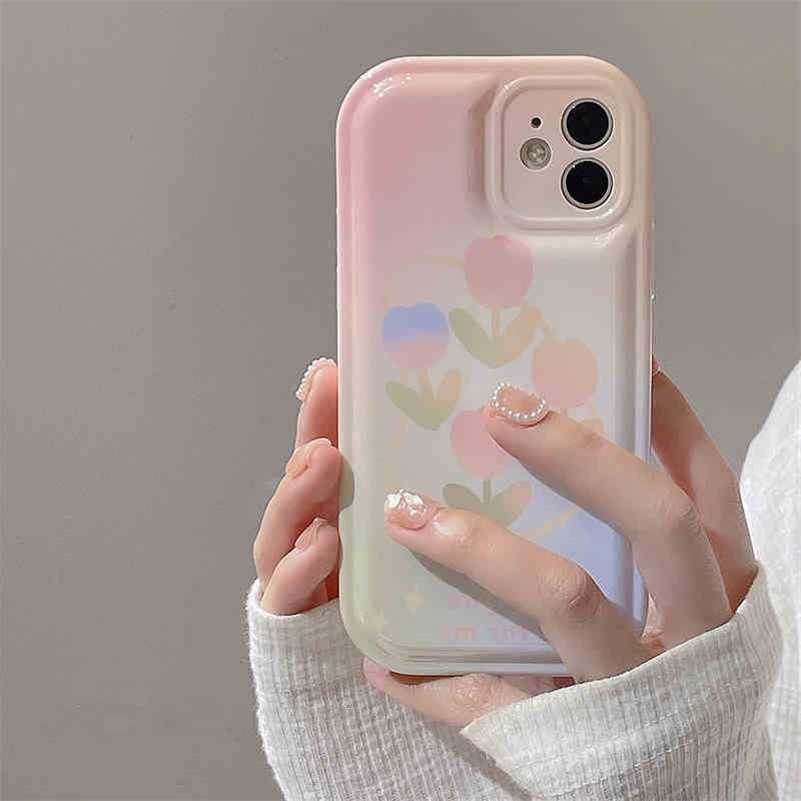 Soft Case Pelindung Kamera Shockproof Motif Bunga Untuk iPhone 14 13 12 11 Pro Max X Xr Xs Max 7 8 6 6s Plus SE 2020