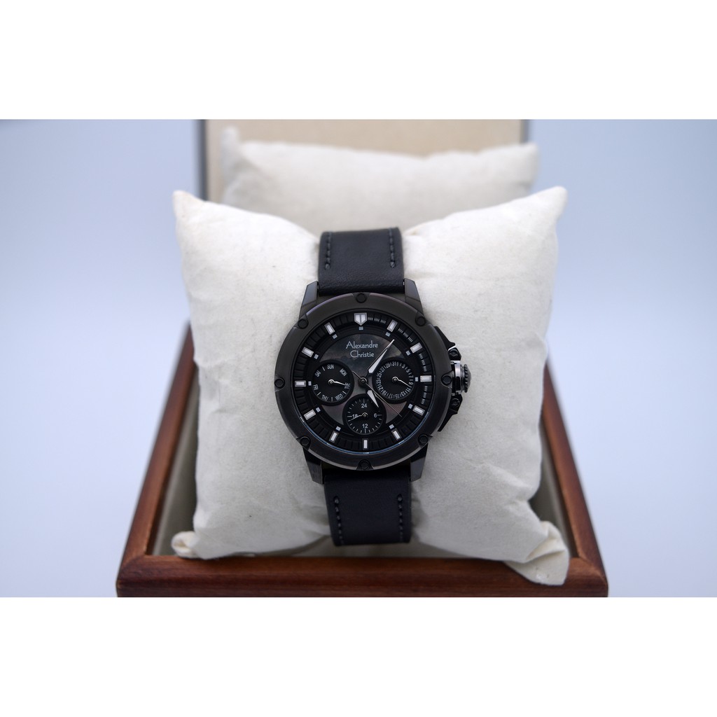 Alexandre Christie AC 6416 Full Black Leather Black for Ladies Original