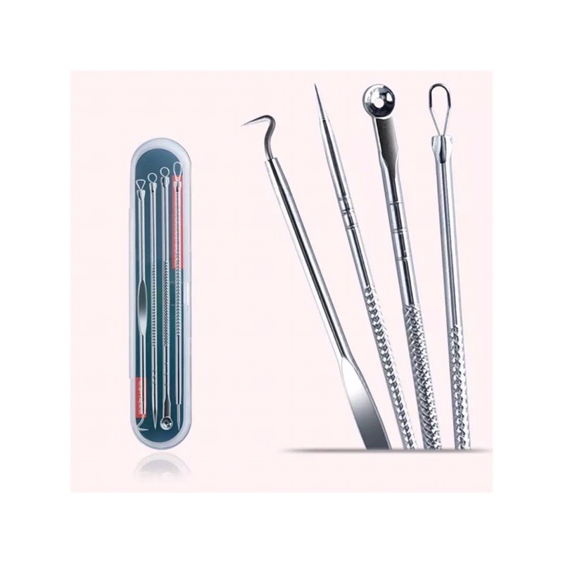 ALAT PENCET KOMEDO JERAWAT PINSET 1 SET ISI 4 PCS / PIMPLE PICK / SENDOK UNA BLACKHEAD / BLACKHEADS