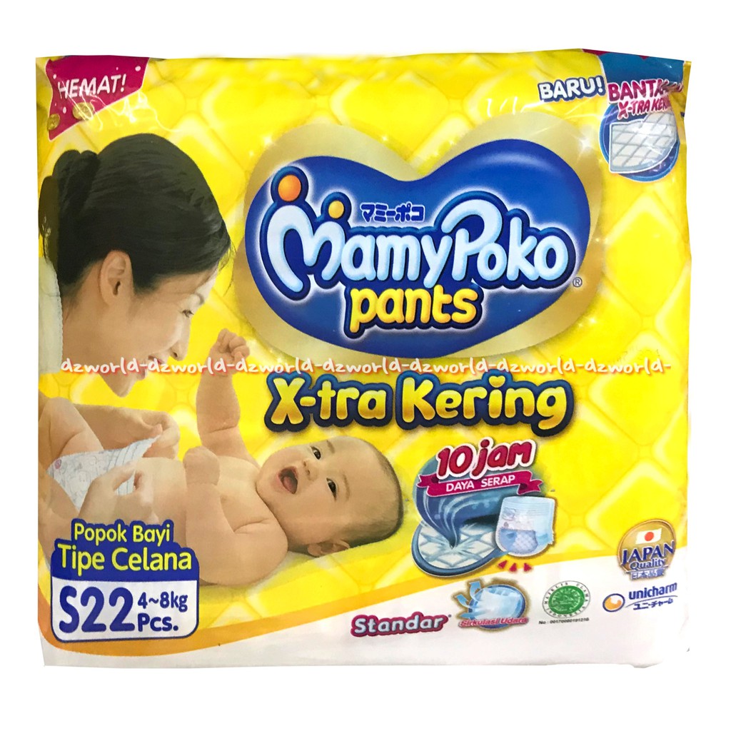 Mamypoko Pants Xtra Kering Popok Bayi Tipe Celana Size S-22 Diaper Daya Serap Sampai 10 Jam