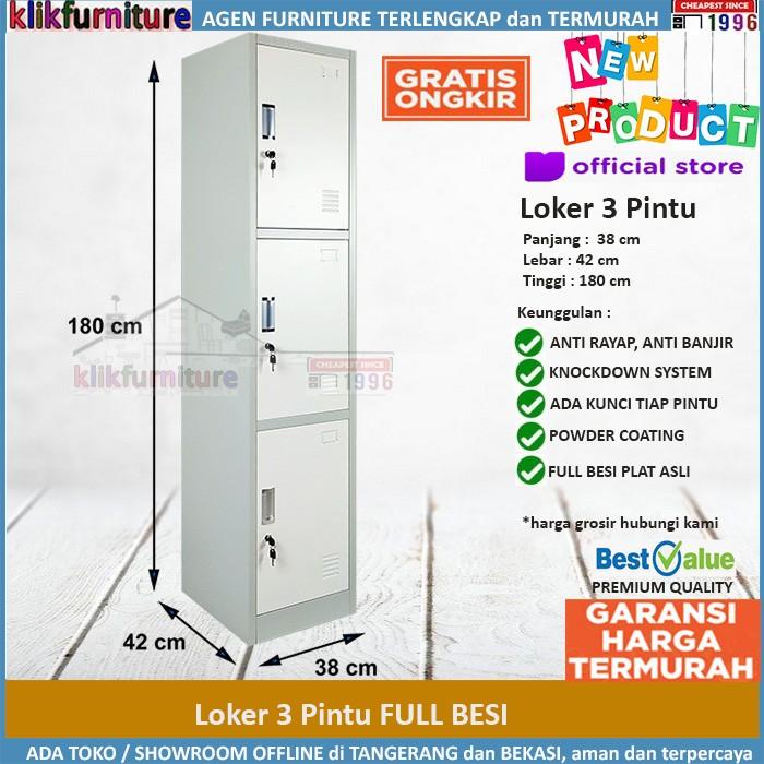 

Cabinet | Lemari Loker Locker Cabinet 3 Pintu Full Besi Lk3