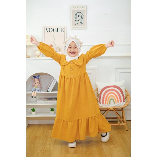 Gamis Aluna Gamis Anak Rayon Airflow Crinkle Neeca Kiddos Junior Size 6 8 10 12 14 Tahun