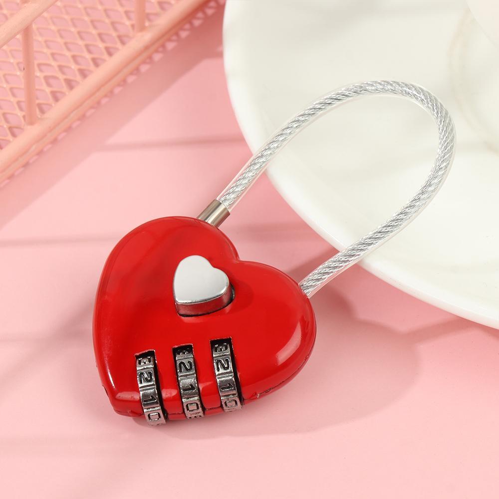 Suyo 1pc Kunci Berbentuk Hati Locker Case Supply Kombinasi Dial Luar Ruangan Koper Travel Kode Valentine Day 3digi Password