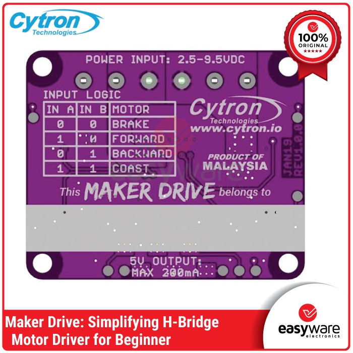 Cytron Maker Drive : Simplifying H-Bridge Motor Driver for Beginner