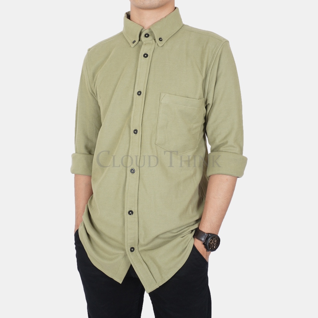 Kemeja Pria Lengan Panjang Olive | Olive Original Cotton Pique Best Quality