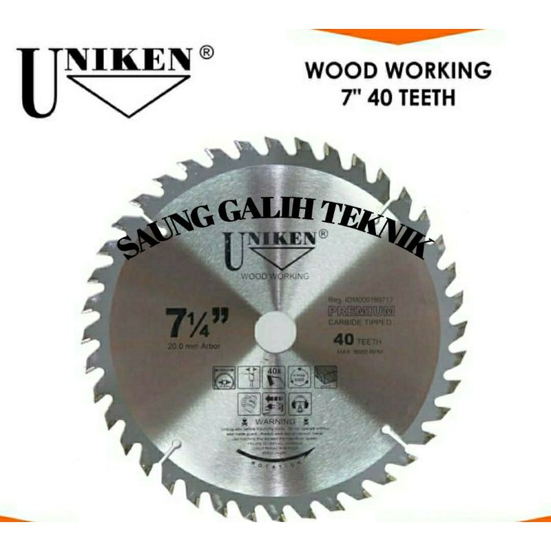 UNIKEN-TCT Saw Blade 7" (184mm) 60TR /Mata Gergaji Kayu/Mata Circle