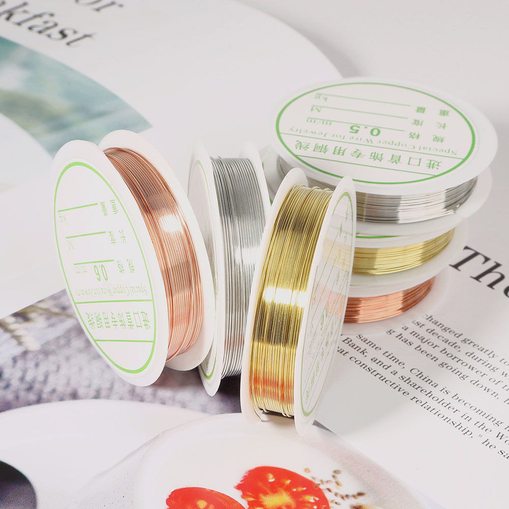 1 Rol Kawat Tembaga 0.2 / 0.25 / 0.3 / 0.4 / 0.5 / 0.6 / 0.8 1mm Untuk Membuat Perhiasan Kalung Handmade DIY