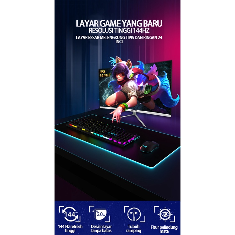 MIIGO layar melengkung 24 inci/27 inci, permainan, layar besar melengkung tinggi, （75HZ,144HZ）, definisi tinggi 1080P，gaming-termurah-terbaru