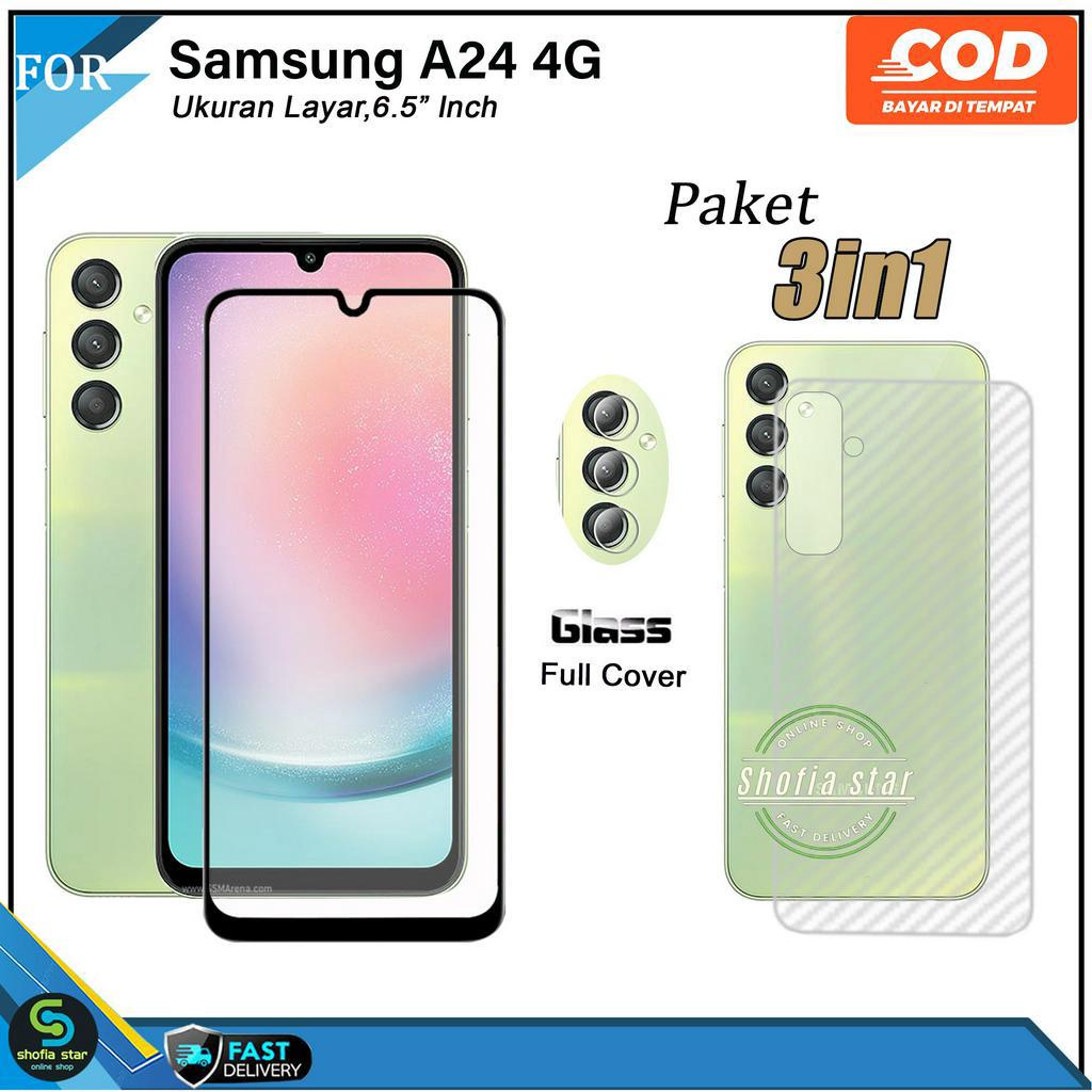 Paket 3in1 Tempered Glass Ceramic Privacy Samsung A24 4G A34 5G A54 5G M14 5G  Anti Gores Anti Spy Full Layar