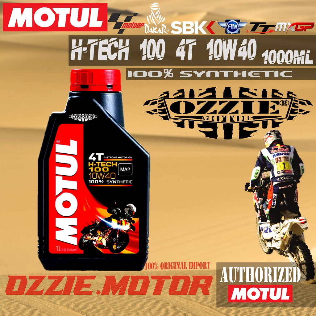 MOTUL H-TECH 100 4T 1L 10W40 OLI MOTOR IMPORT ORIGINAL