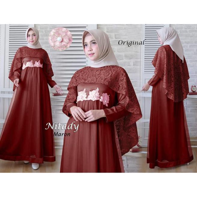 BAJU BUSANA MUSLIM WANITA GAMIS SYARI PESTA MAXI NITADY TILE TERBARU TRENDY