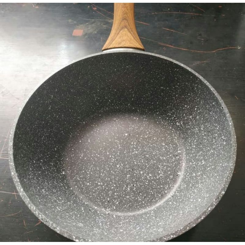 Fry Wok 20cm Marbel Induksi Kuali Panci Wajan Frypan Egg Pan Penggorengan Marble Induction Osengan