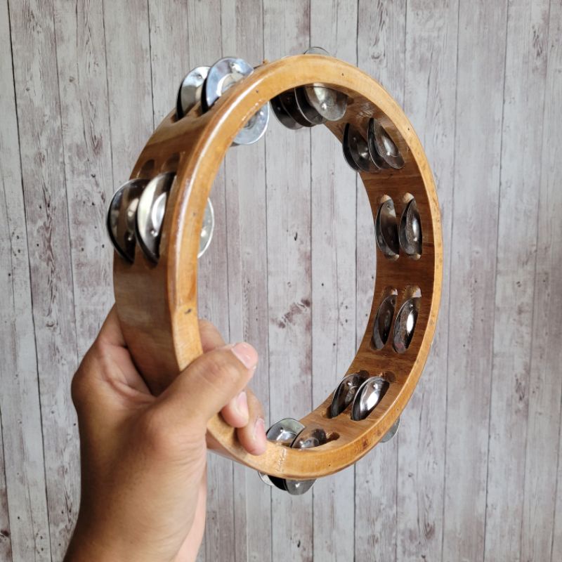 Alat Musik Tambourine Mainan Anak Tamborin Banyak Pilihan Bentuk Model Kecer Kecrek Icik Icik Bahan Kayu Natural