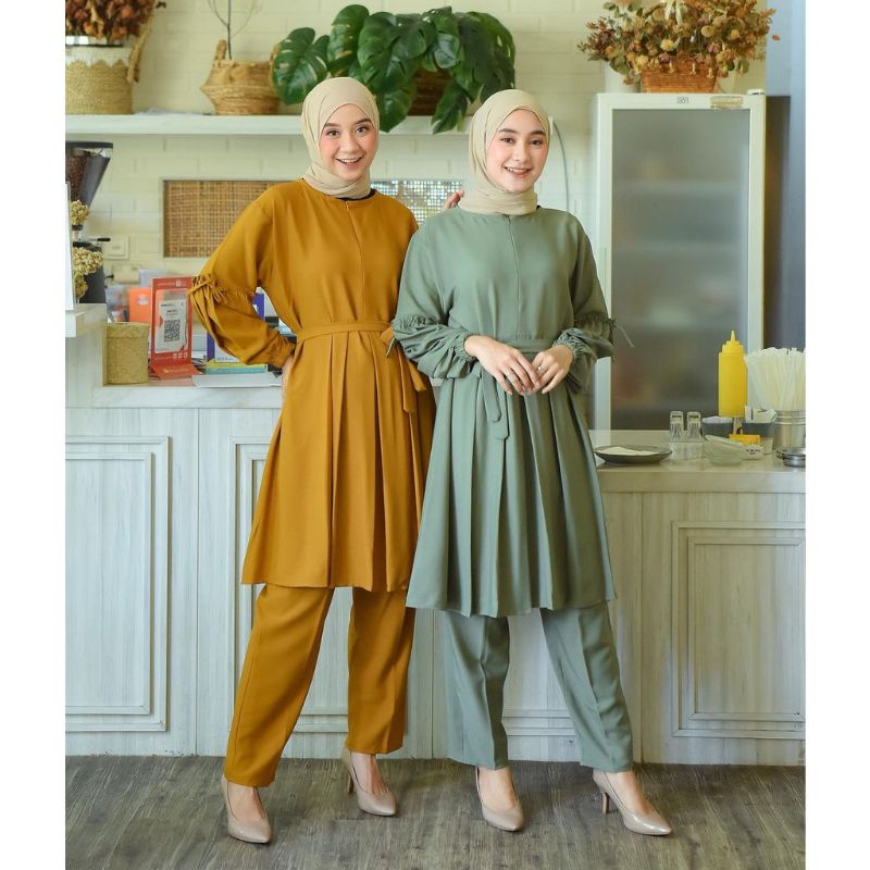 One Set Wanita / Arumi Set 2in1 Setelan Wanita Ity Crepe /Fashion Muslim