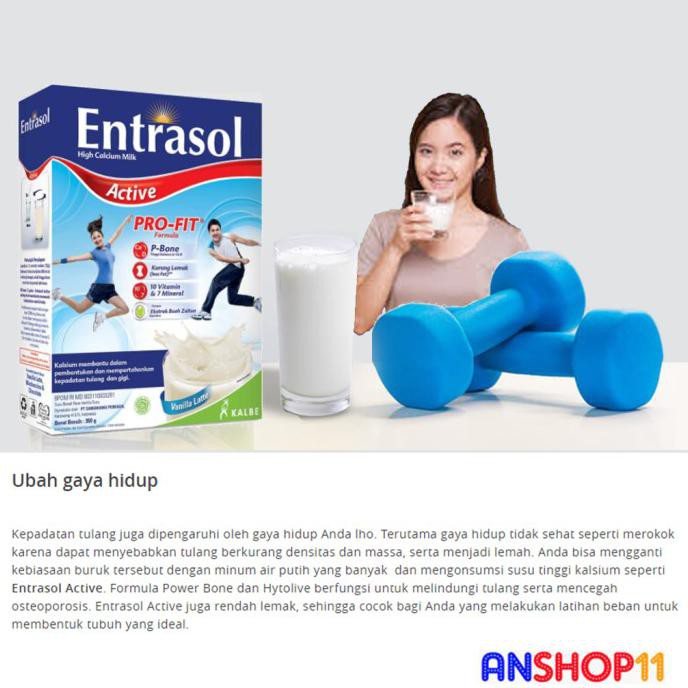 

[[BISA COD]] Susu Entrasol Active 360 gr - Vanilla Latte FREE ONGKIR Kode 244
