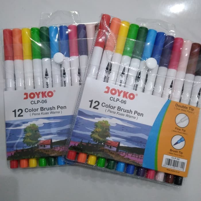 

kaligrafi-perlengkapan- brush pen joyko 12 warna clp-06 ( dua mata pena ) joyko clp-06 set 12