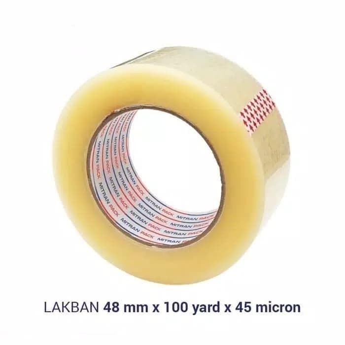 

Lakban Bening 100 yard FULL x 48mm Warna Bening putih