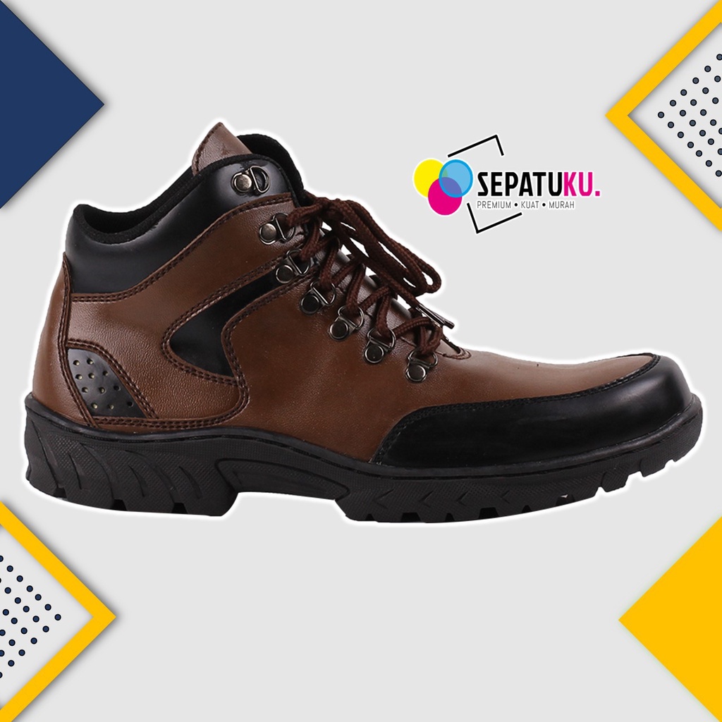 Sepatu Pria Keren Sepatu Pria Murah Sepatu Boots Safety Boot Pria Murah Spatu Pria Casual Sepatu Boots Boot But Pria Sport Original Sepatu Cowboy Sepatu Cowok Keren - Dragon-BROWN