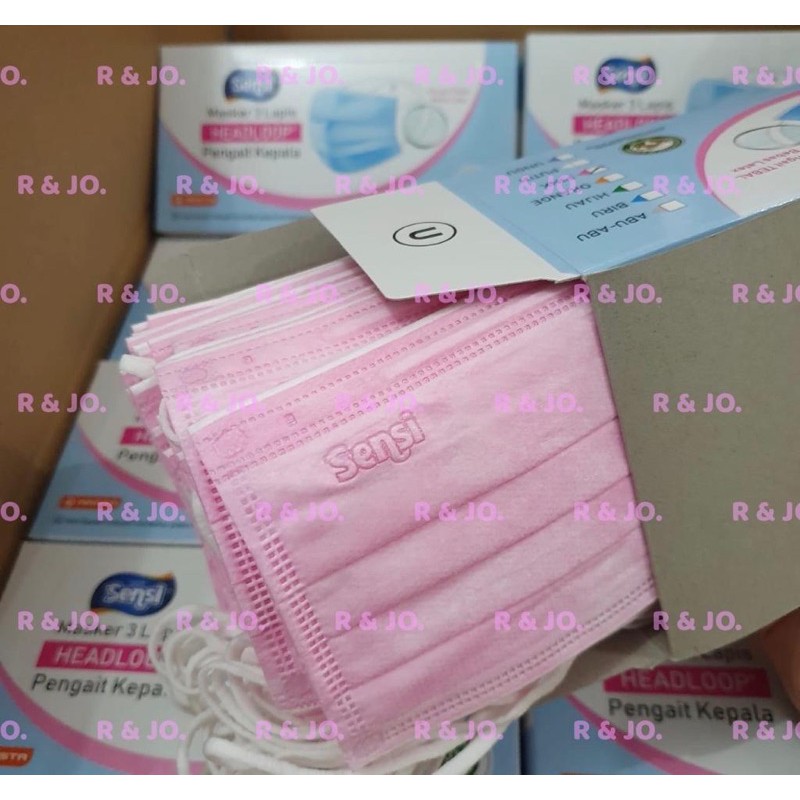 MASKER SENSI HIJAB HEADLOOP ISI 40 pcs warna PINK