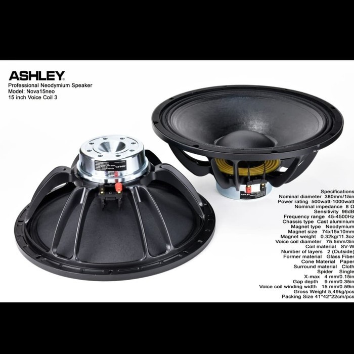 SPEAKER ASHLEY NEODYMIUM NOVA 15NEO 15 INCH 500-1000 WATT component